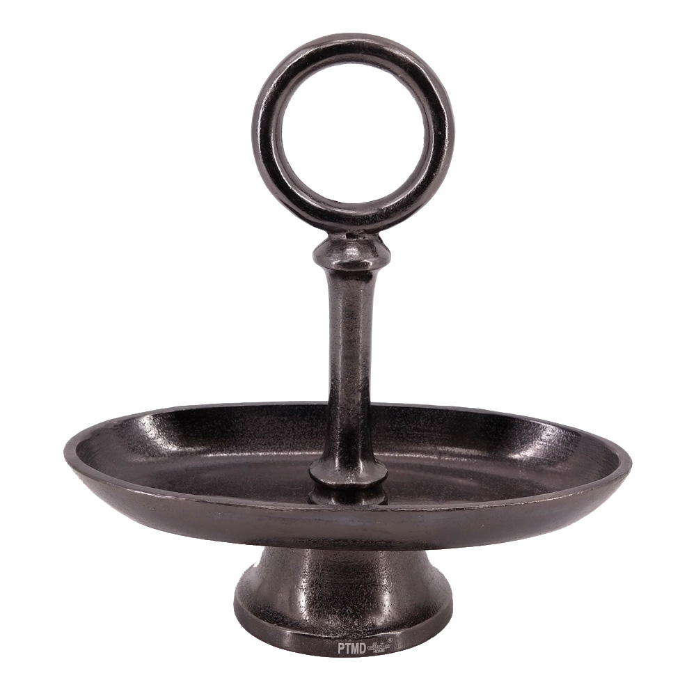 Schale auf Fuß von PTMD Etagere mit Tragegriff Aluminiumguss Antik Schale auf Fuß von PTMD Etagere mit Tragegriff Aluminiumguss Antik