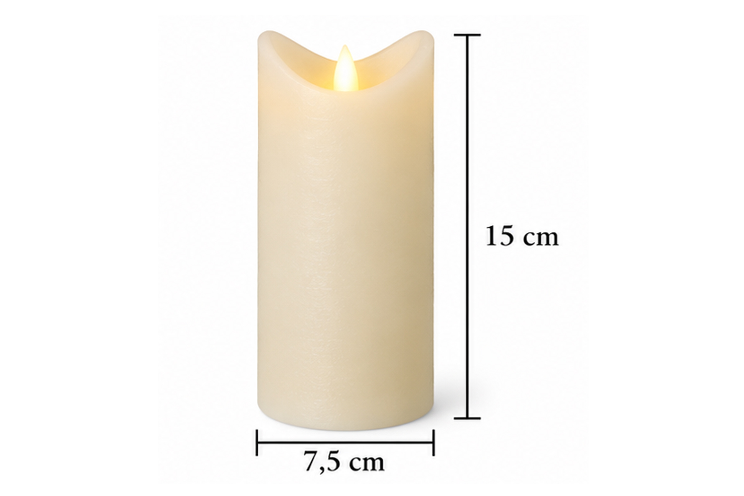 LED-Kerze Ø7,5x15 cm Echtwachs Stumpenkerze Rustikal Timer Creme