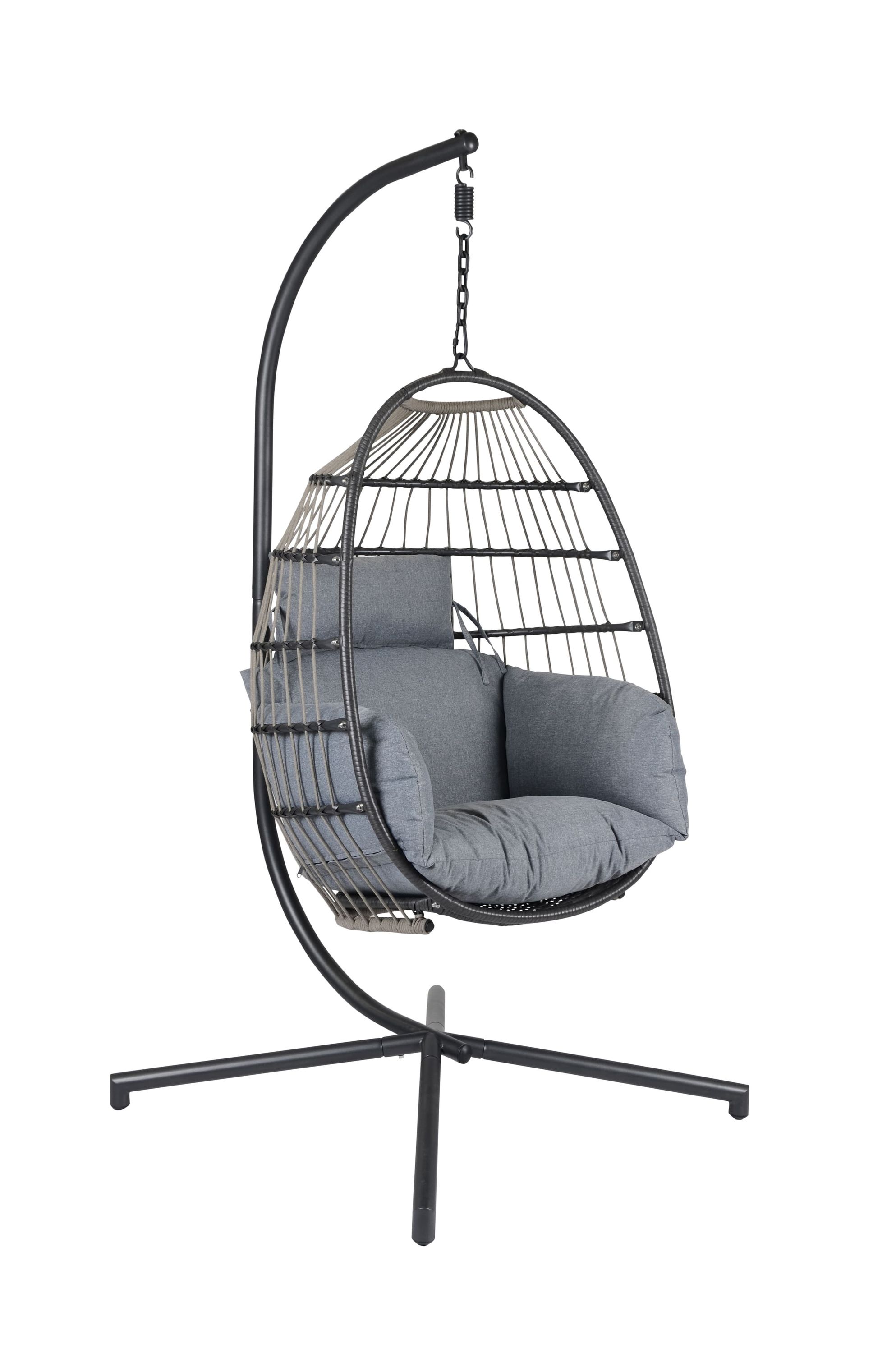 Garten- Hängesessel Hamburg Hängestuhl Hängekorb mit Gestell grau anthrazit