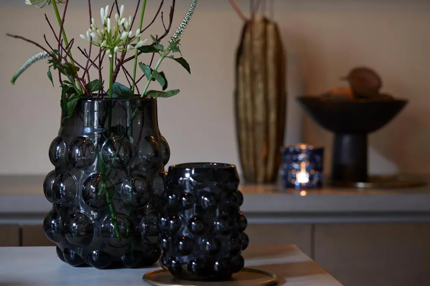 Dekovase Vase HAROA von Light & Living Blumenvase Ø24x30 cm Glas Rauchgrau