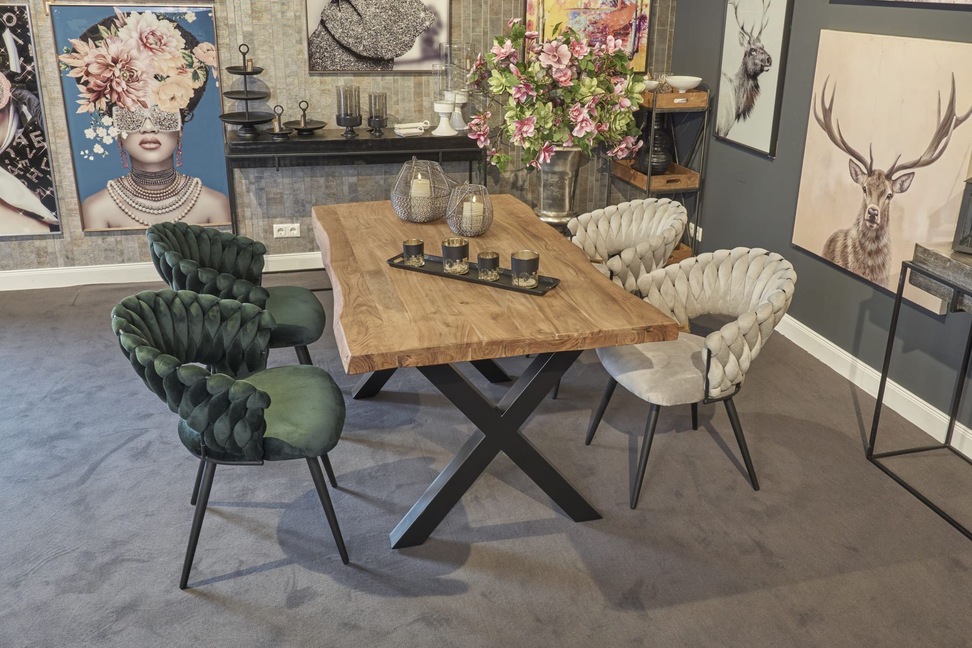 Esstisch 160x80 cm Massivholz Baumkante X-Beine Holztisch Akazienholz Esstisch 180x90 cm Massivholz Baumkante X-Beine Holztisch Akazienholz