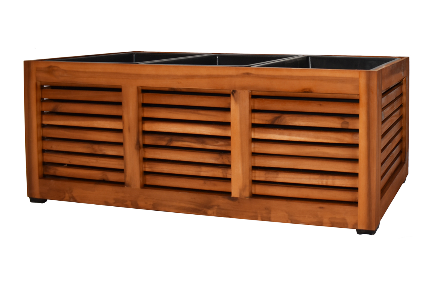 Pflanzgefäß Colorado 3 Pflanzkasten Blumenkasten mit Streben Akazienholz 33x93x31 cm mit Einsatz Pflanzgefäß Colorado 3 Pflanzkasten Blumenkasten mit Streben Akazienholz 33x93x31 cm mit Einsatz