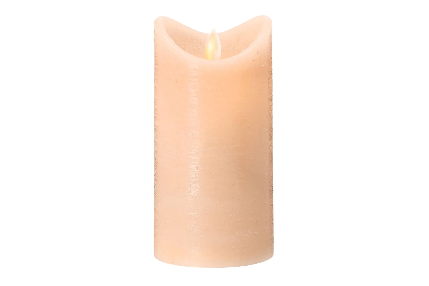LED-Kerze Ø7,5x15 cm Echtwachs Stumpenkerze Rustikal Timer Beige