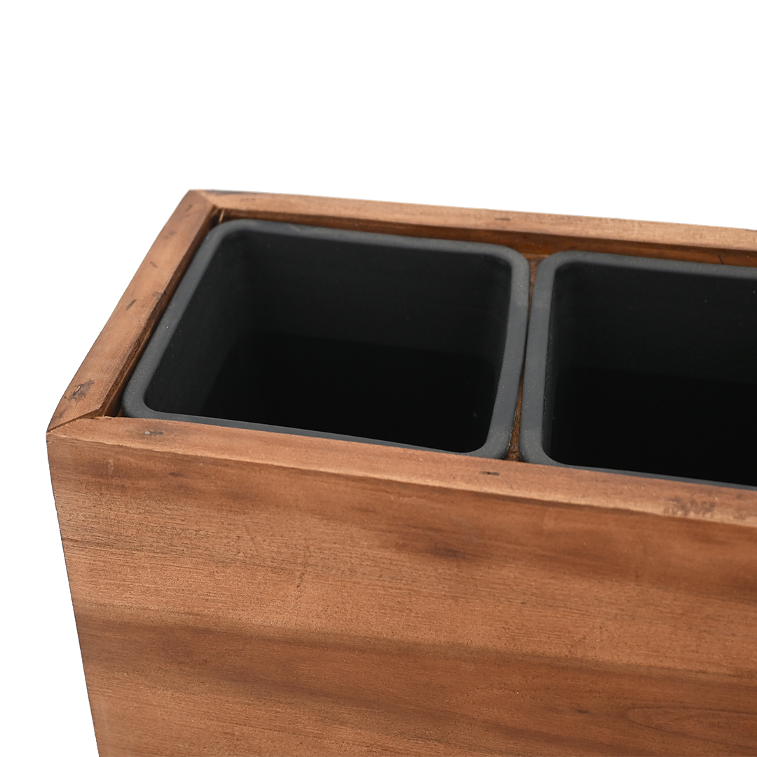 Pflanzkasten Blumenkasten Pflanzgefäß Akazienholz 42 x 15,5 cm mit Einsatz