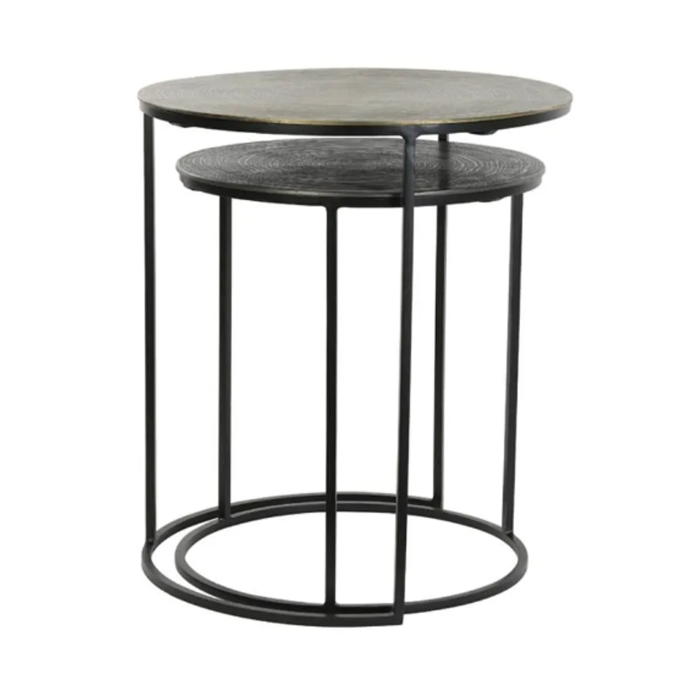 Beistelltisch Säule PRIMO von Light & Living 2er Set Schwarz-Bronze