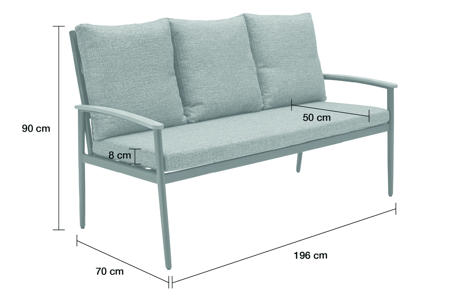 Loungesofa Phoenix 3-Sitzer Gartensofa mit Polster Teak Rope Anthrazit Loungesofa Phoenix 3-Sitzer Gartensofa mit Polster Teak Rope Anthrazit
