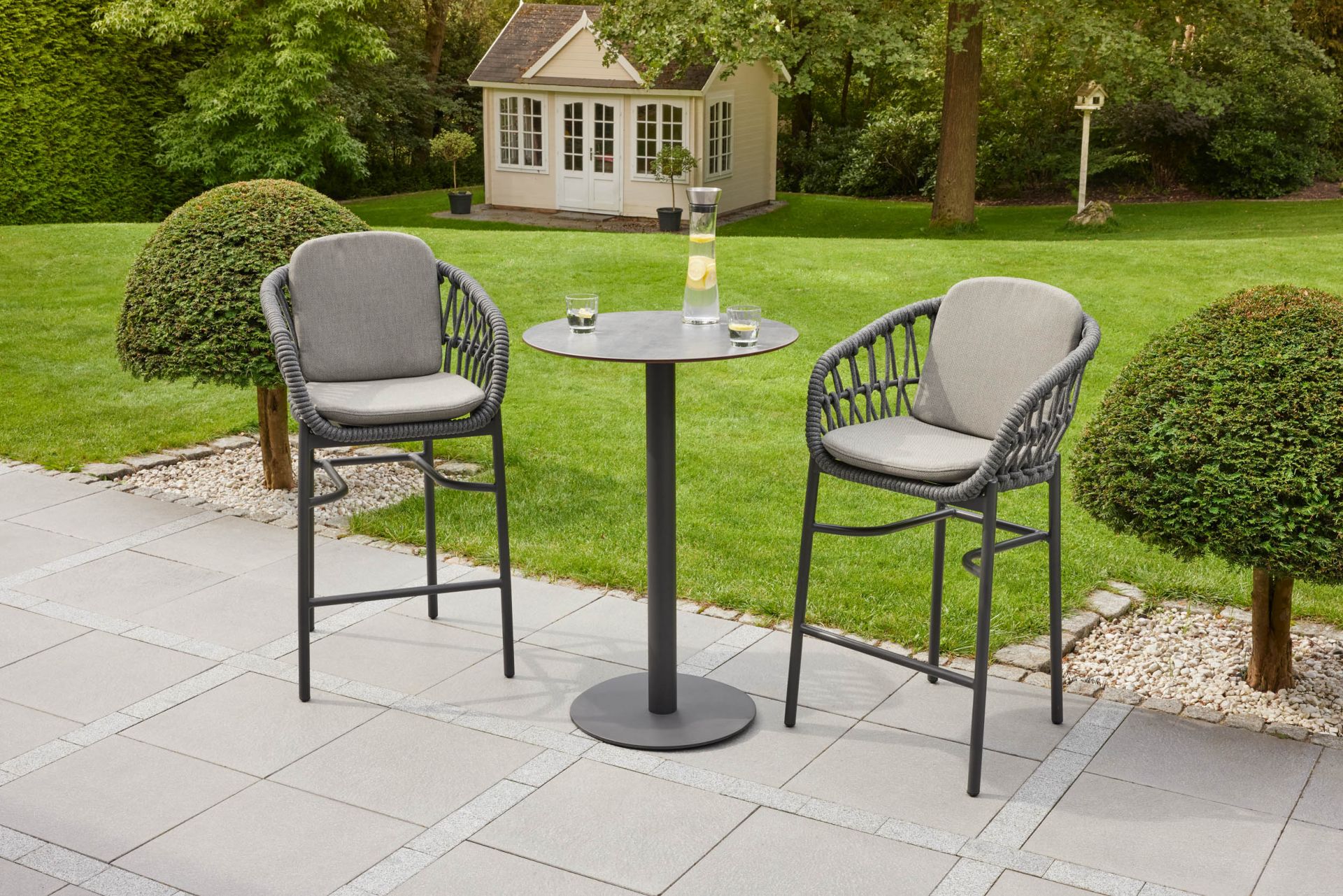 Barstuhl Balu Gartenstuhl mit Sitz-und Rückenkissen anthrazit Aluminium/Rope Barstuhl Balu Gartenstuhl mit Sitz-und Rückenkissen anthrazit Aluminium/Rope