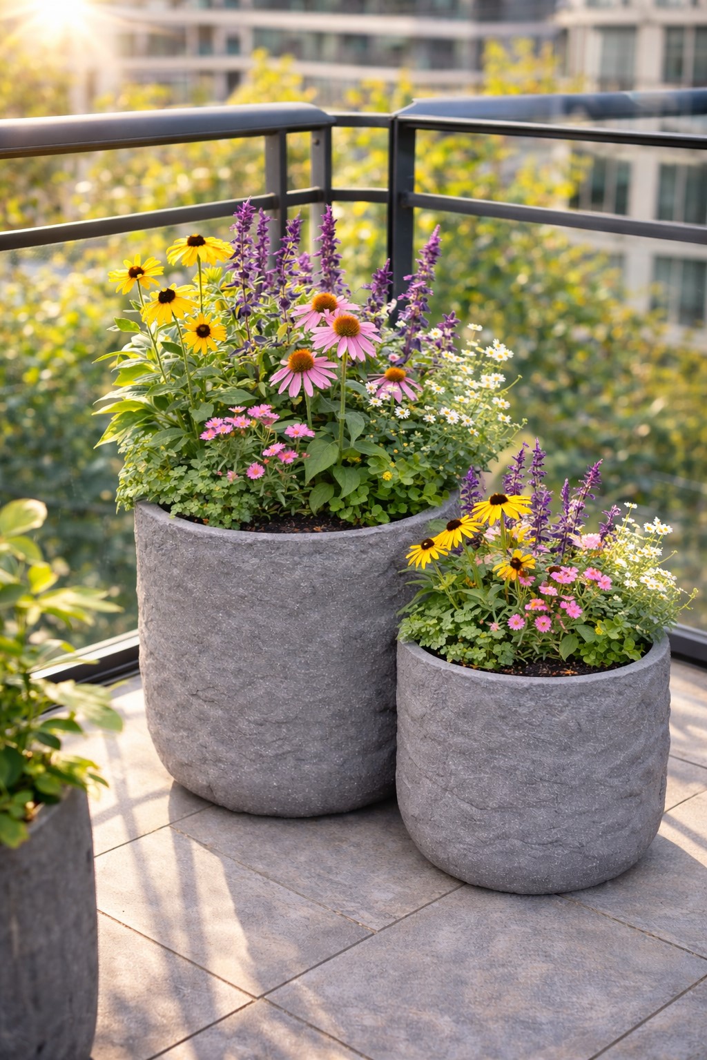 Pflanzgefäß The Rock Pflanzkasten Blumenkasten 28x25 cm Steinoptik Grau