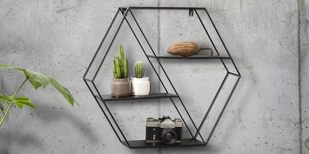 LIFA LIVING Wandregal Marbella Metall 3 Etagen Hängeregal 58x11x51 cm