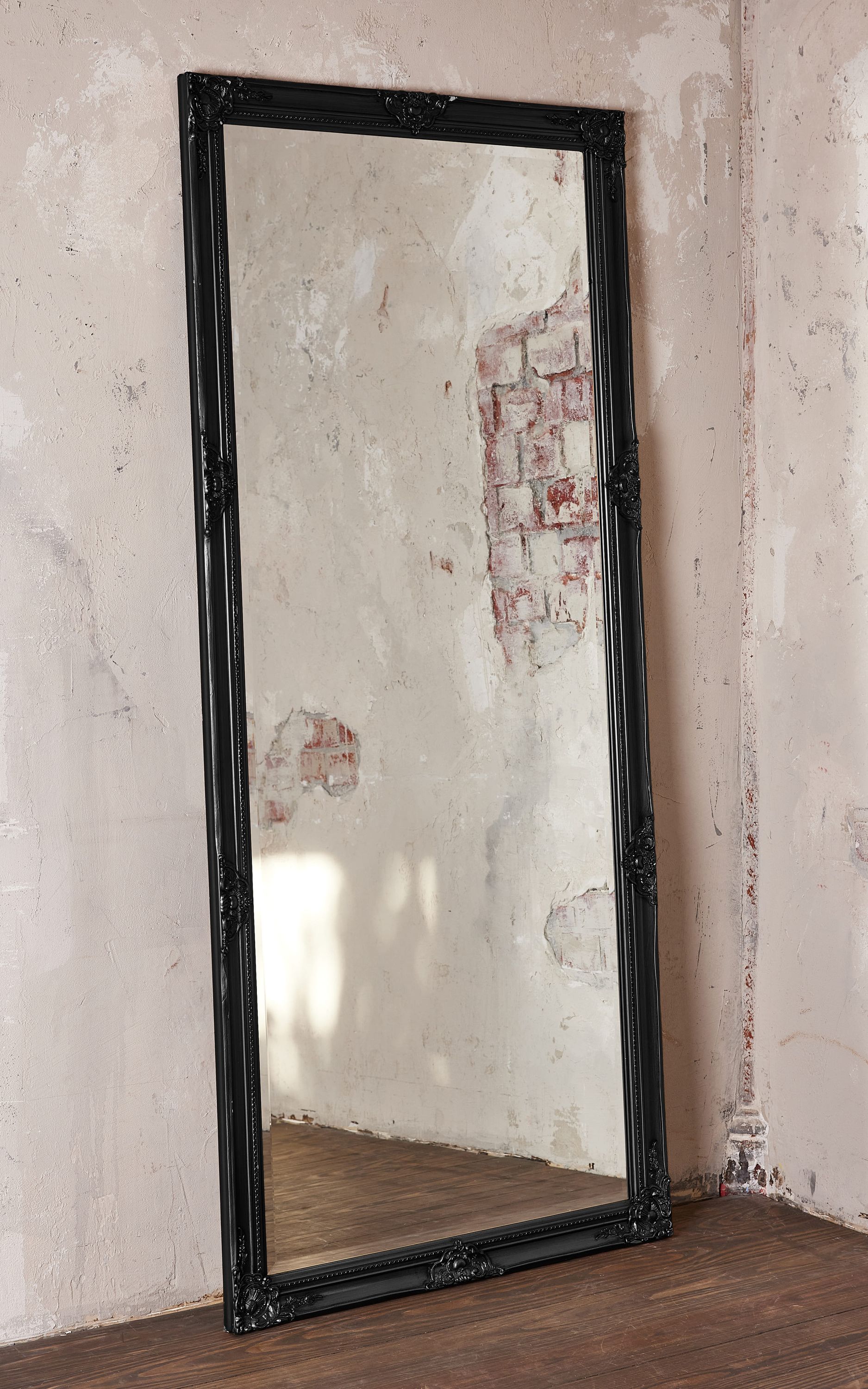 Wandspiegel Barock Schwarz 200 x 100 cm XXL Spiegel Antik-Stil Ganzkörperspiegel