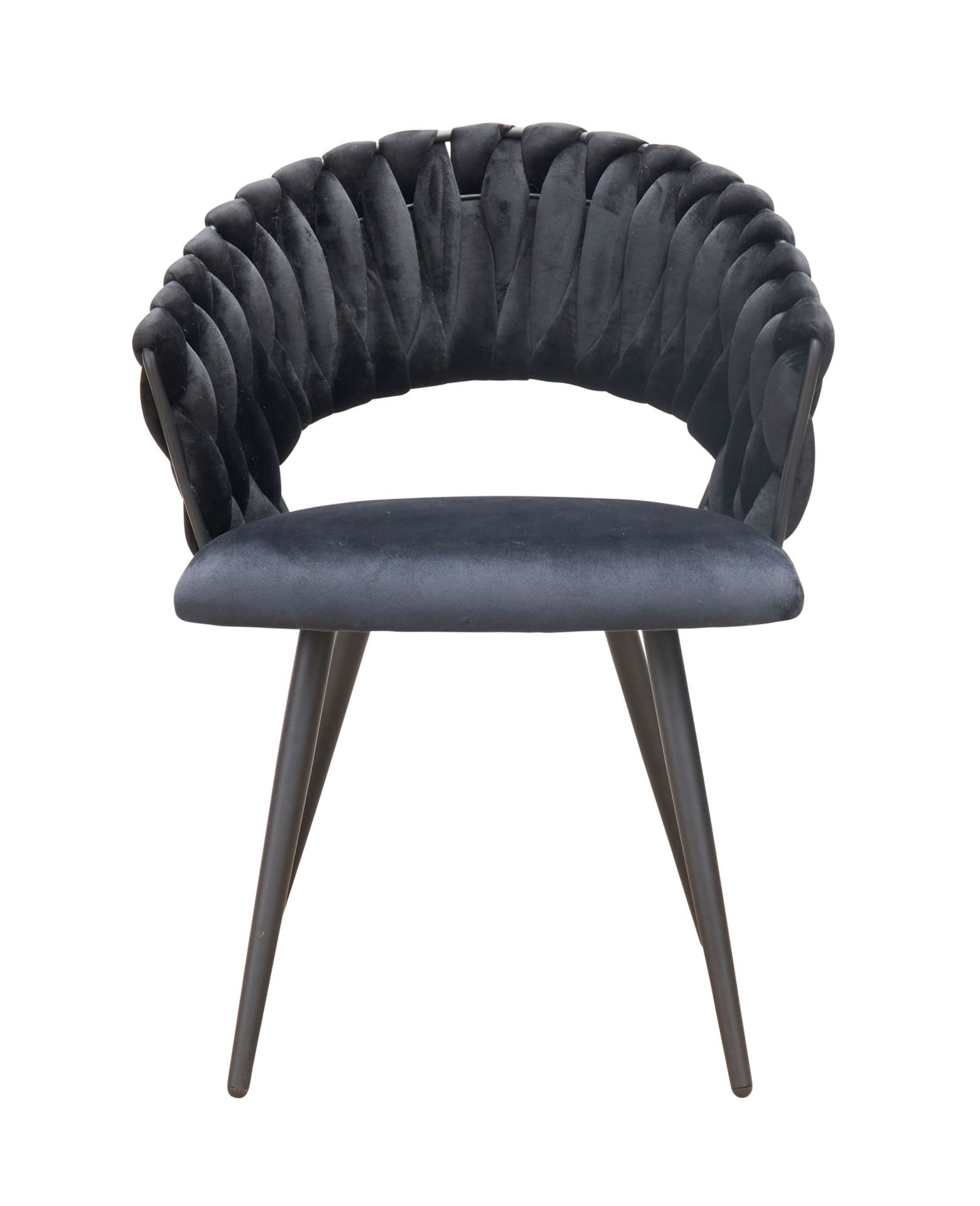 Esszimmerstuhl Liv Flechtoptik Samt Schwarz Armlehnenstuhl Designerstuhl