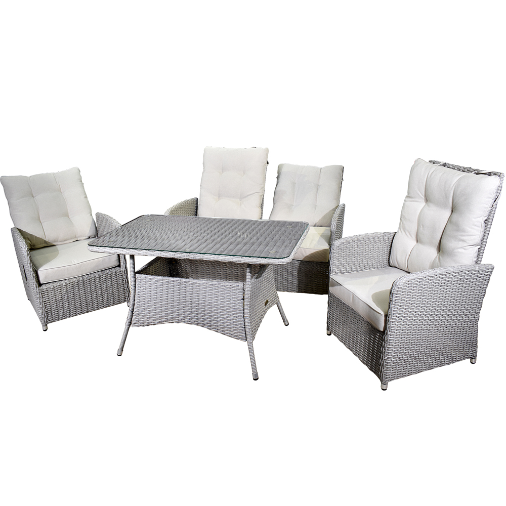 Lounge Set 4-tlg. Bilbao Garten Sitzgruppe mit Tisch Loungegarnitur Hellgrau Lounge Set 4-tlg. Bilbao Garten Sitzgruppe mit Tisch Loungegarnitur Hellgrau