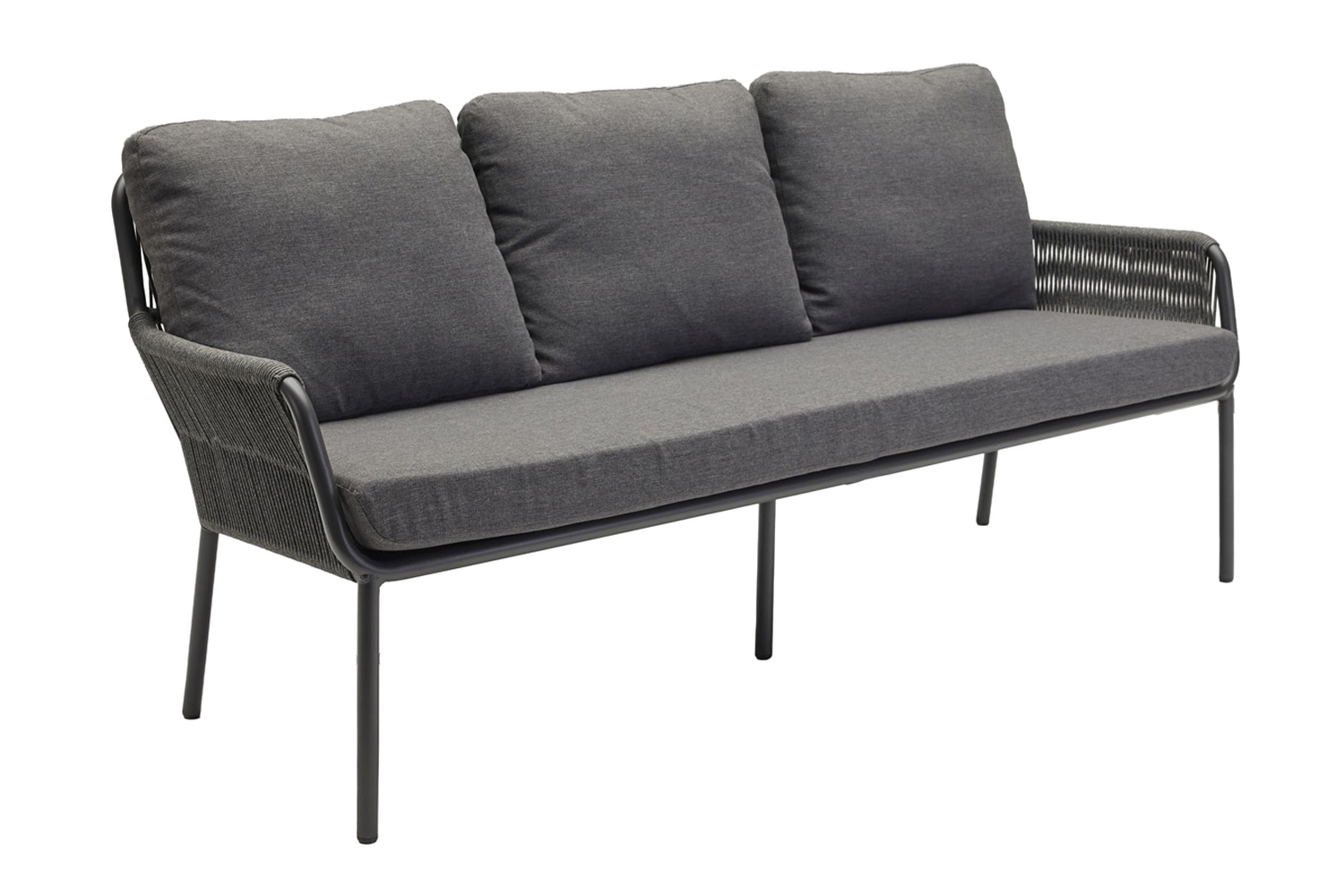 Loungesofa Concord 3-Sitzer Gartensofa mit Polster Relaxsofa Rope Anthrazit Loungesofa Concord 3-Sitzer Gartensofa mit Polster Relaxsofa Rope Anthrazit