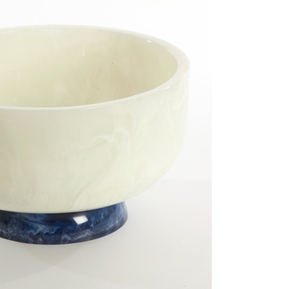 Dekoschale Schale LEWOTOBI von Light & Living Ø28x17 cm Kunststoff Weiß-Blau