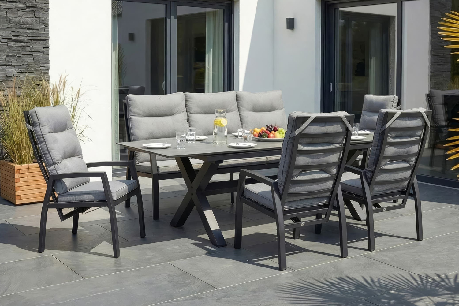Loungesofa Burundi 3-Sitzer 210cm Gartensofa mit Polster Anthrazit Loungesofa Burundi 3-Sitzer 210cm Gartensofa mit Polster Anthrazit