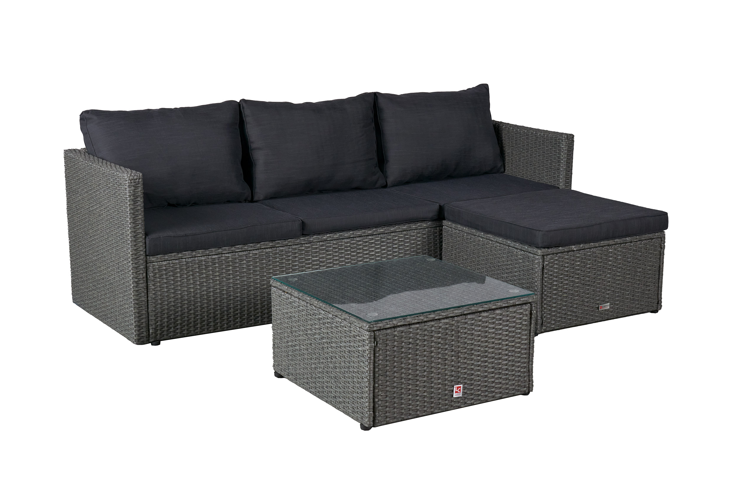 Gartenlounge Ecksofa Balkonset Manila Gartenset mit Tisch + Hocker grau-mix Gartenlounge Ecksofa Balkonset Manila Gartenset mit Tisch + Hocker grau-mix