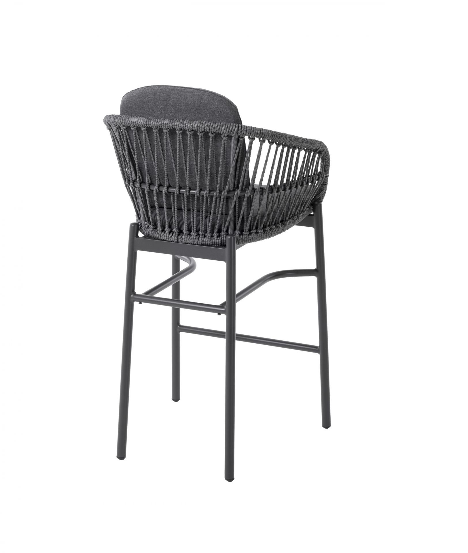 Barstuhl Balu Gartenstuhl mit Sitz-und Rückenkissen anthrazit Aluminium/Rope
