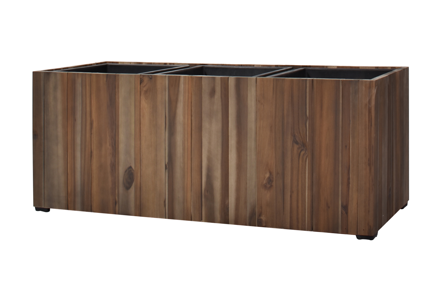 Pflanzgefäß Colorado 4 Pflanzkasten Blumenkasten Akazienholz 33x93x31 cm mit Einsatz