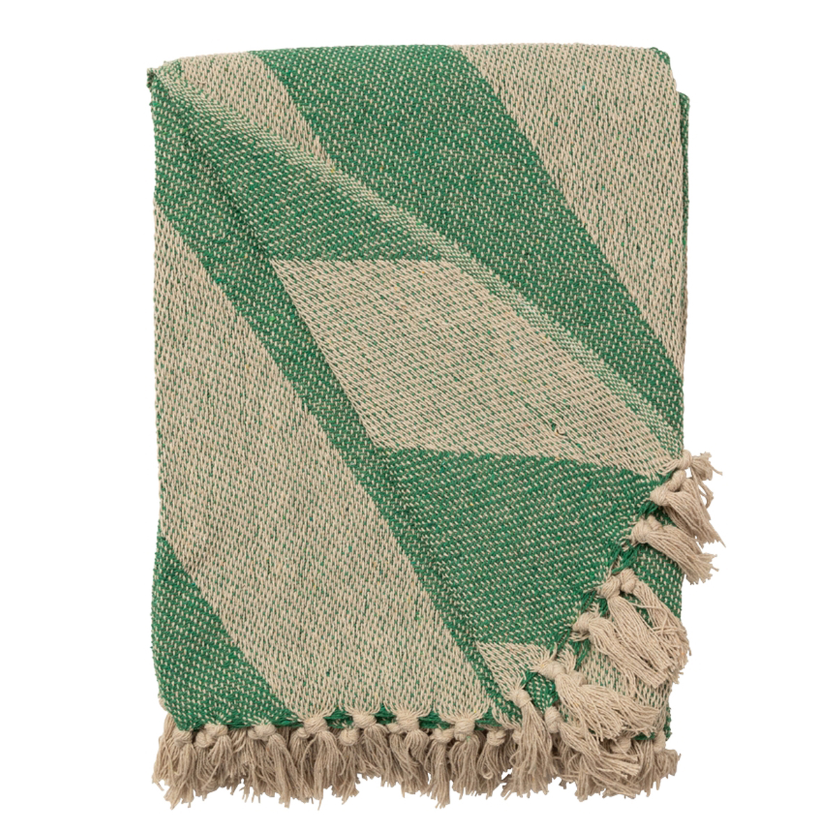 Decke Überwurf Diagonal 100% Baumwolle 130x180 cm Skandinavisch Smaragd-Natur Decke Überwurf Diagonal 100% Baumwolle 130x180 cm Skandinavisch