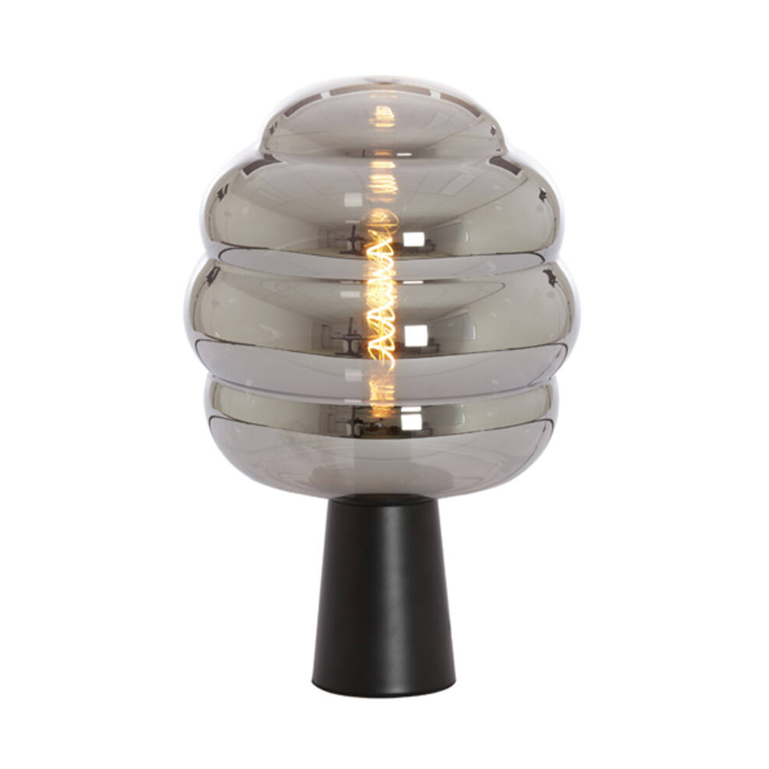 Tischleuchte MISTY von Light & Living Ø30x46 cm Lampe Rauchglas-schwarz Tischleuchte MISTY von Light & Living Ø30x46 cm Lampe Rauchglas-schwarz