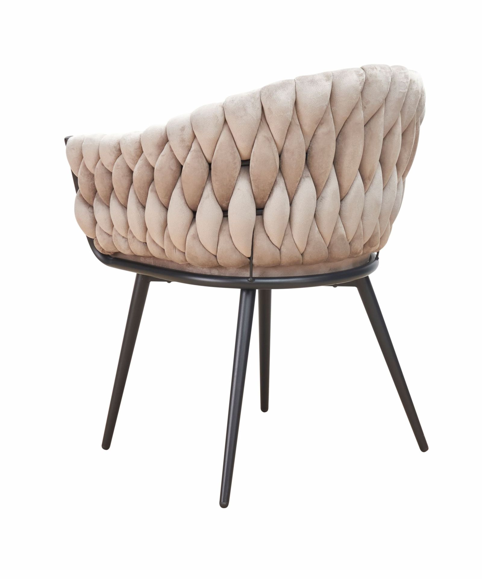 Esszimmerstuhl Georgia Flechtoptik Samt Hellgrau Armlehnenstuhl Designerstuhl