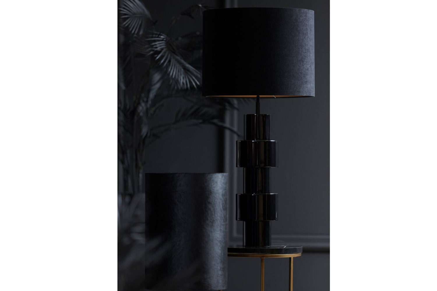 Lampenschirm Zylinder VELOURS von Light & Living Schwarz Ø35x23 cm