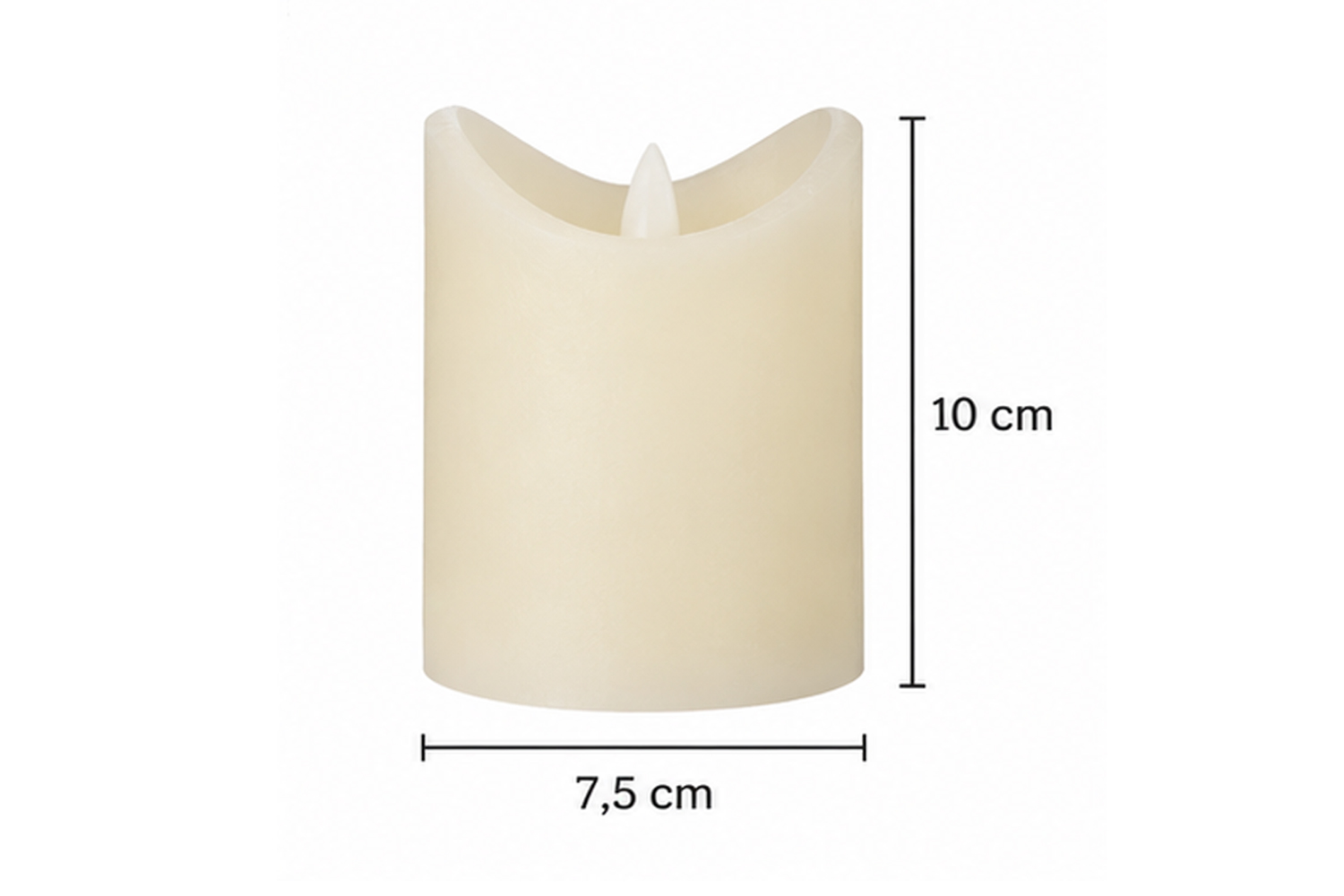 LED-Kerze Ø7,5x10 cm Echtwachs Stumpenkerze Rustikal Timer Creme