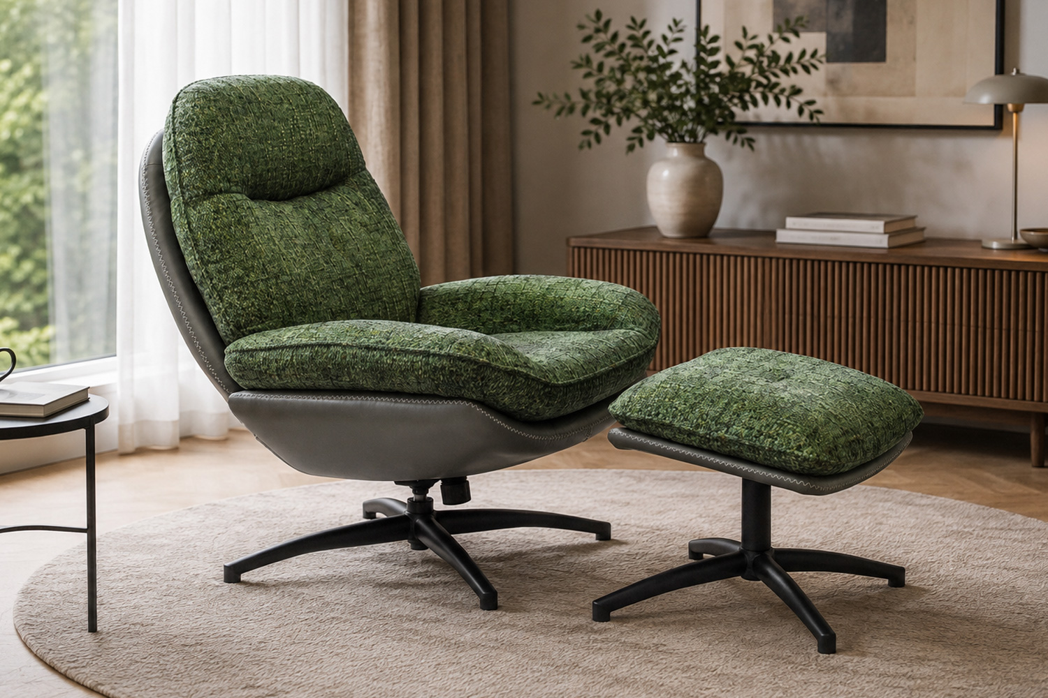 254072MW-drehsessel-genua-loungesessel-webstoff-gruen_6.jpg Drehsessel mit Hocker Genua Karosteppung Loungesessel Webstoff Grün