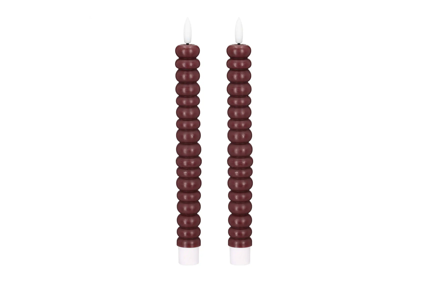 LED-Stabkerzen 2er Set Ø2,2x22 cm Dinnerkerze Timer Dunkelrot