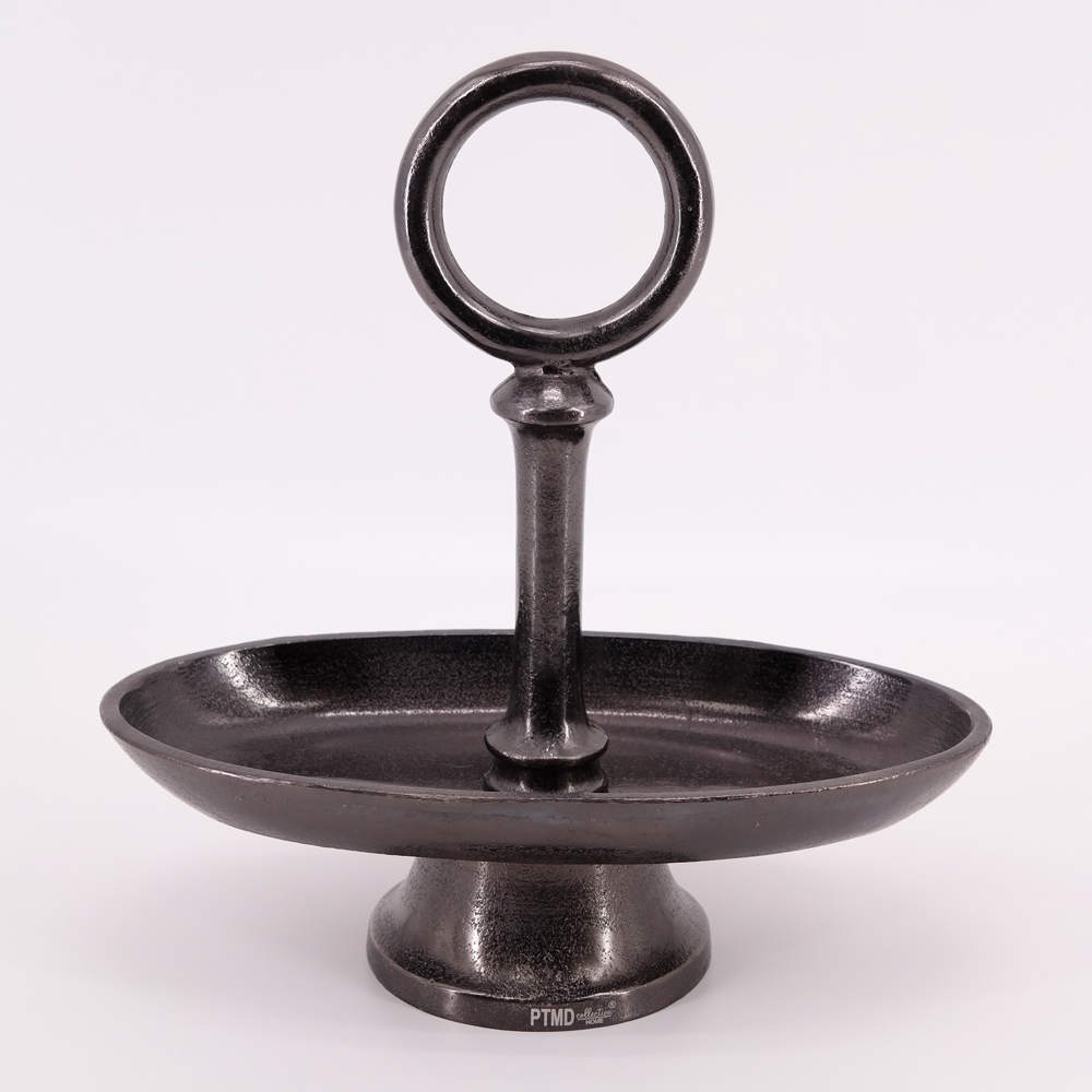 Schale auf Fuß von PTMD Etagere mit Tragegriff Aluminiumguss Antik Schale auf Fuß von PTMD Etagere mit Tragegriff Aluminiumguss Antik