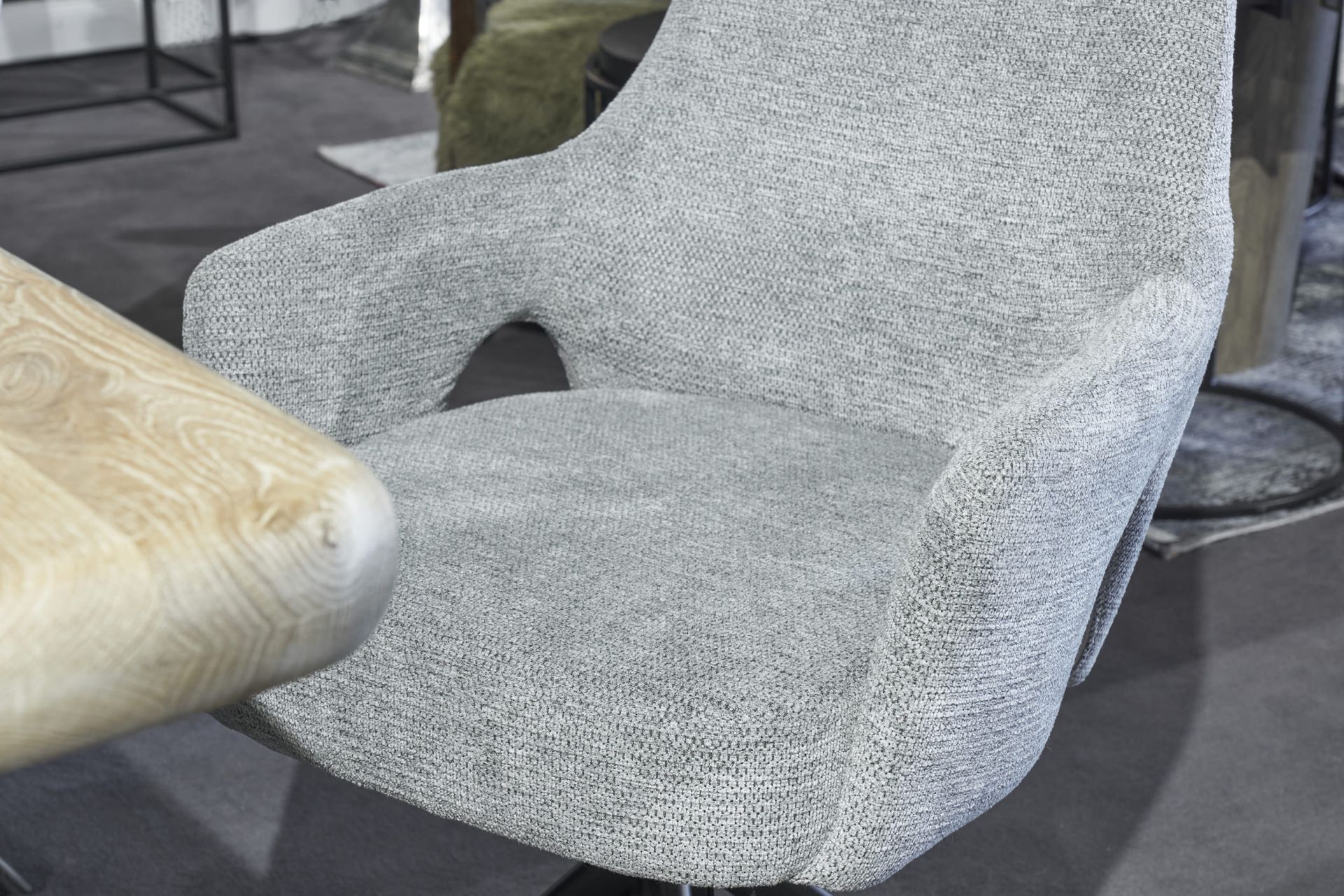 Esszimmerstuhl Merlin Drehstuhl Webstoff Grau Polsterstuhl Armlehnstuhl Sessel