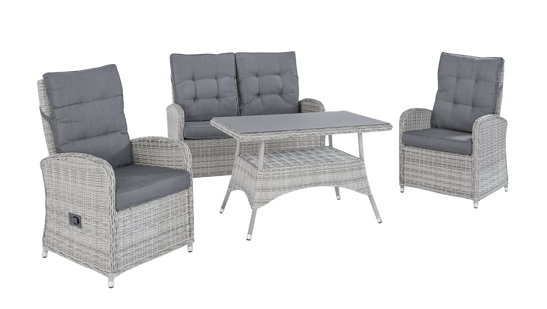 Loungeset Sitzgruppe Loungegarnitur Oklahoma 4tlg. grau-mix Garten Loungeset Sitzgruppe Loungegarnitur Oklahoma 4tlg. grau-mix Garten