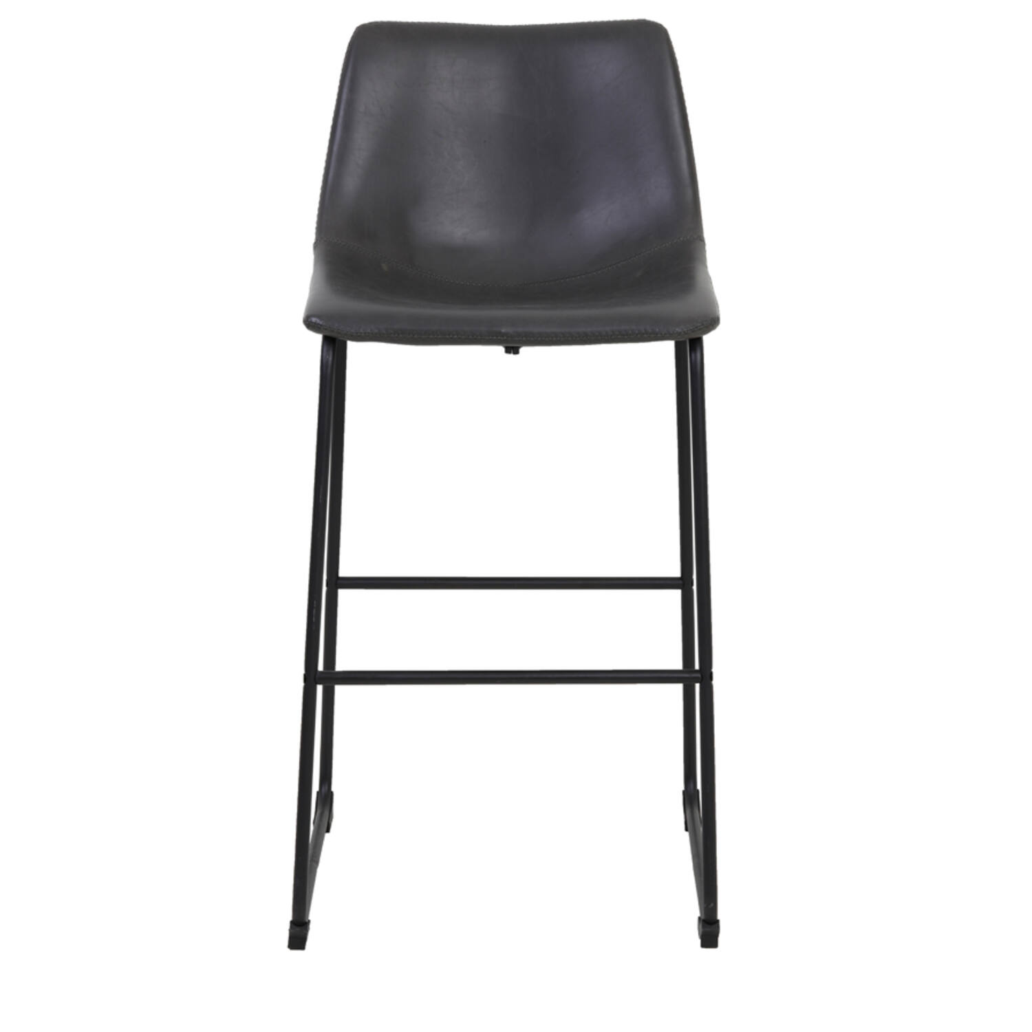 Barhocker Barstuhl JEDDO von Light & Living 47x46x99 cm Leder Tresenhocker Grau Schwarz