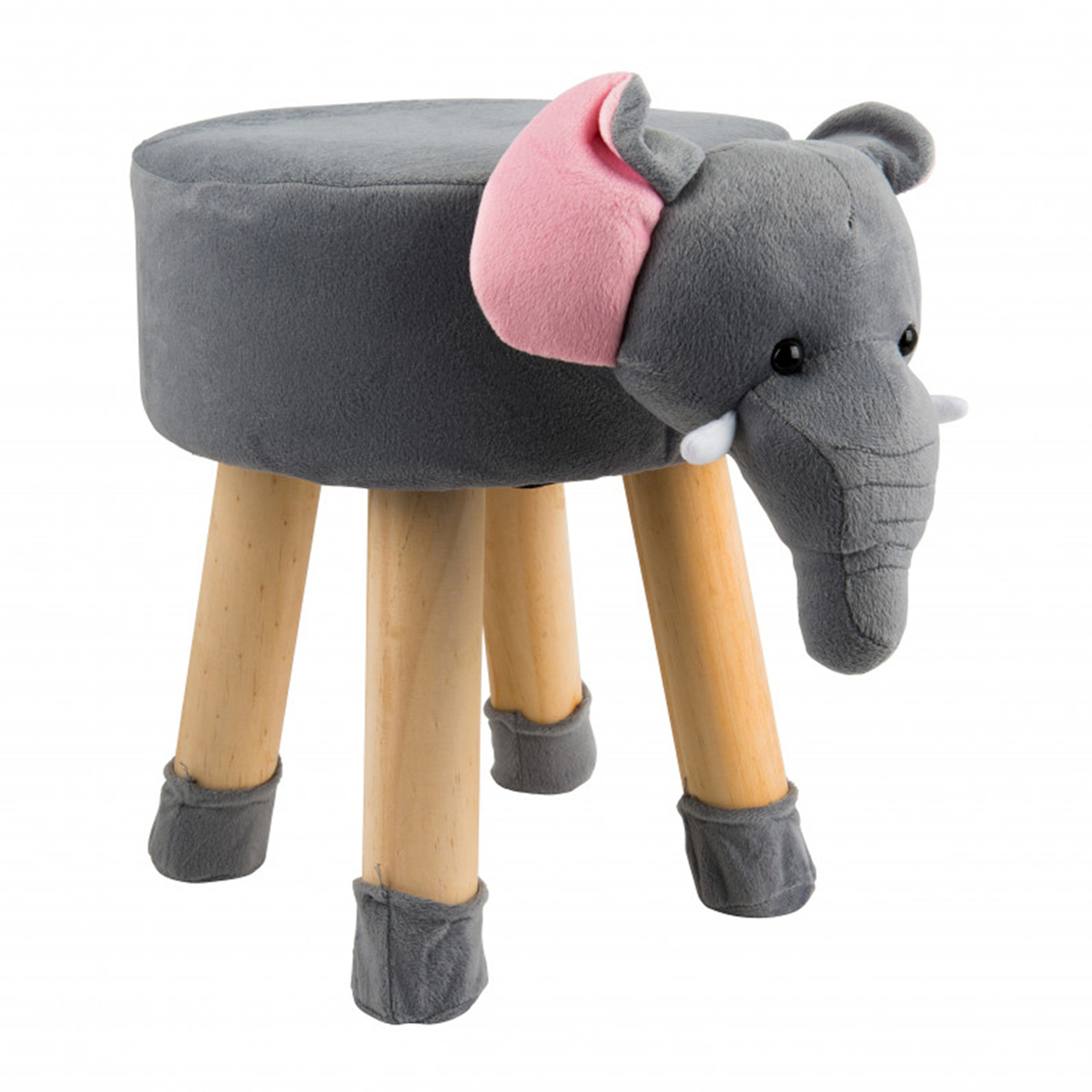 Tierhocker Stoff Holzbeine Deko Hocker Kinderhocker Kinder Elefant