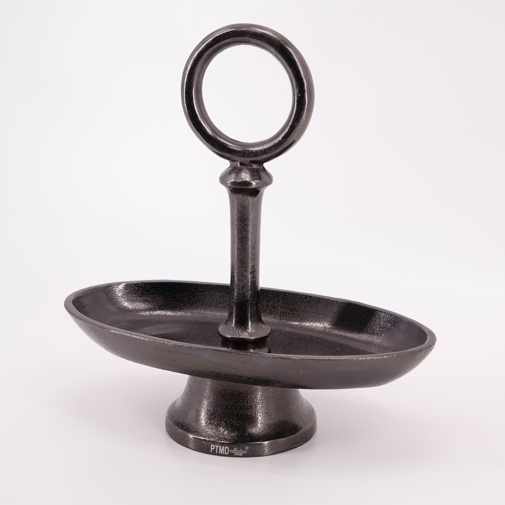 Schale auf Fuß von PTMD Etagere mit Tragegriff Aluminiumguss Antik Schale auf Fuß von PTMD Etagere mit Tragegriff Aluminiumguss Antik