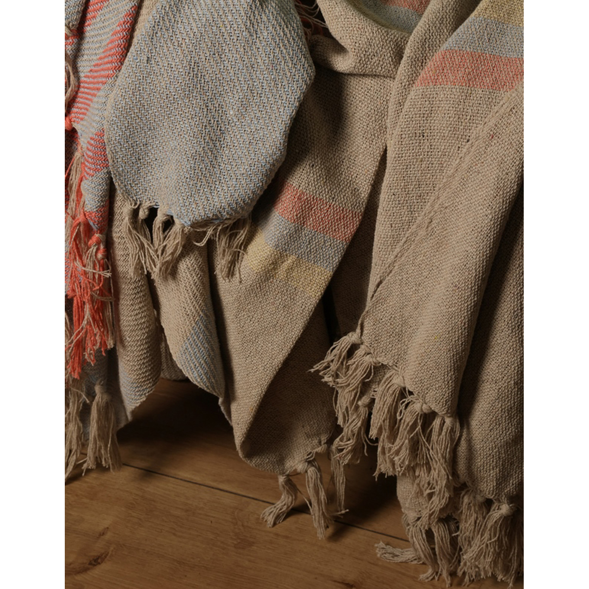 Decke Überwurf Streifen Unendlich 100% Baumwolle 130x180 cm Skandinavisch Blau-Bernstein Decke Überwurf Streifen Unendlich 100% Baumwolle 130x180 cm Skandinavisch Blau-Bernstein