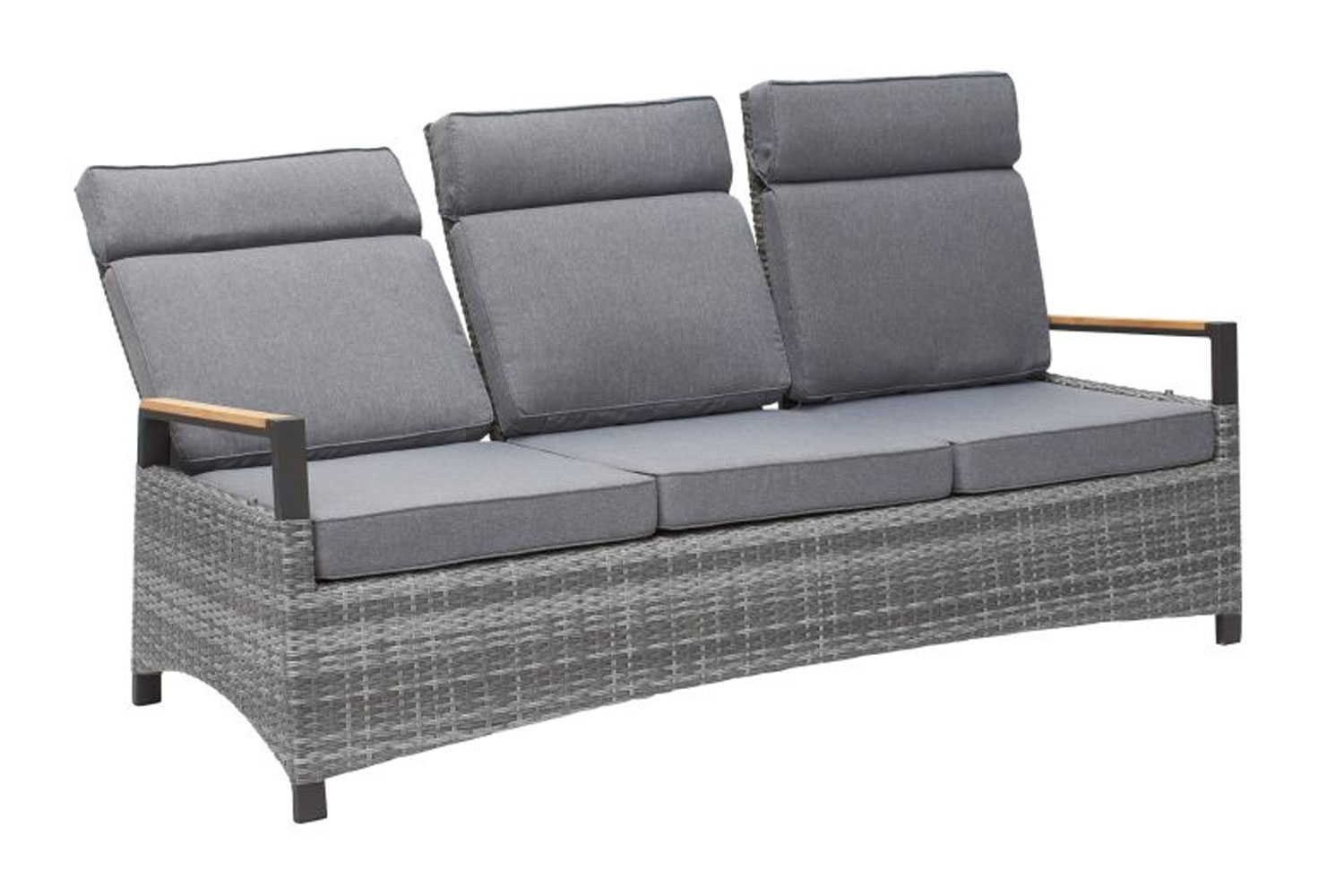 Loungesofa Nizza 3-Sitzer Gartensofa mit Polster Relaxsofa Rope grau