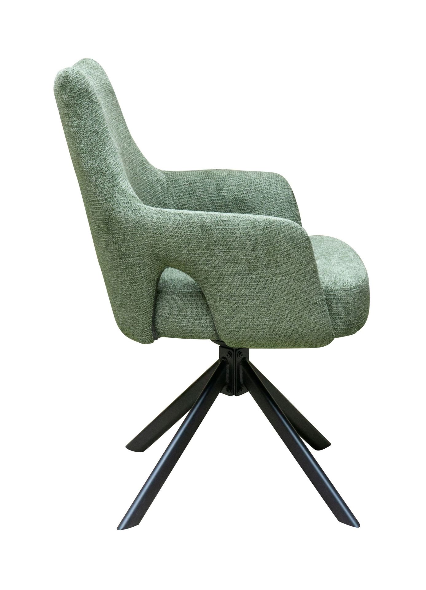 Esszimmerstuhl Merlin Drehstuhl Webstoff Grün Polsterstuhl Armlehnstuhl Sessel