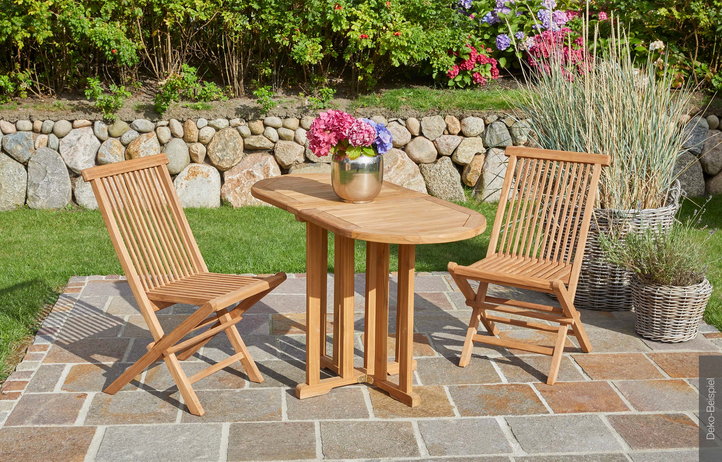 Klappstuhl Ela 2er Set Teak Gartenstuhl 47x43x89cm