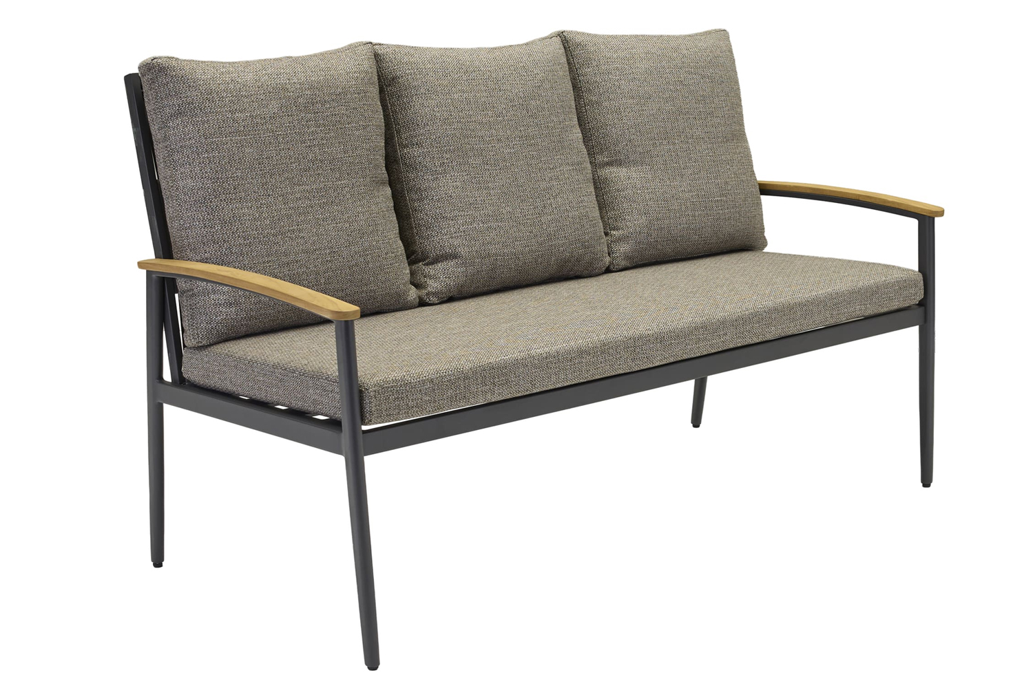 Loungesofa Phoenix 3-Sitzer Gartensofa mit Polster Teak Rope Anthrazit Loungesofa Phoenix 3-Sitzer Gartensofa mit Polster Teak Rope Anthrazit