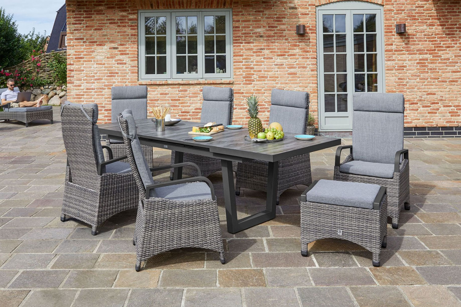 Positionsstuhl Kentucky Verstellsessel Gartenstuhl Esstischstuhl Omega Grau