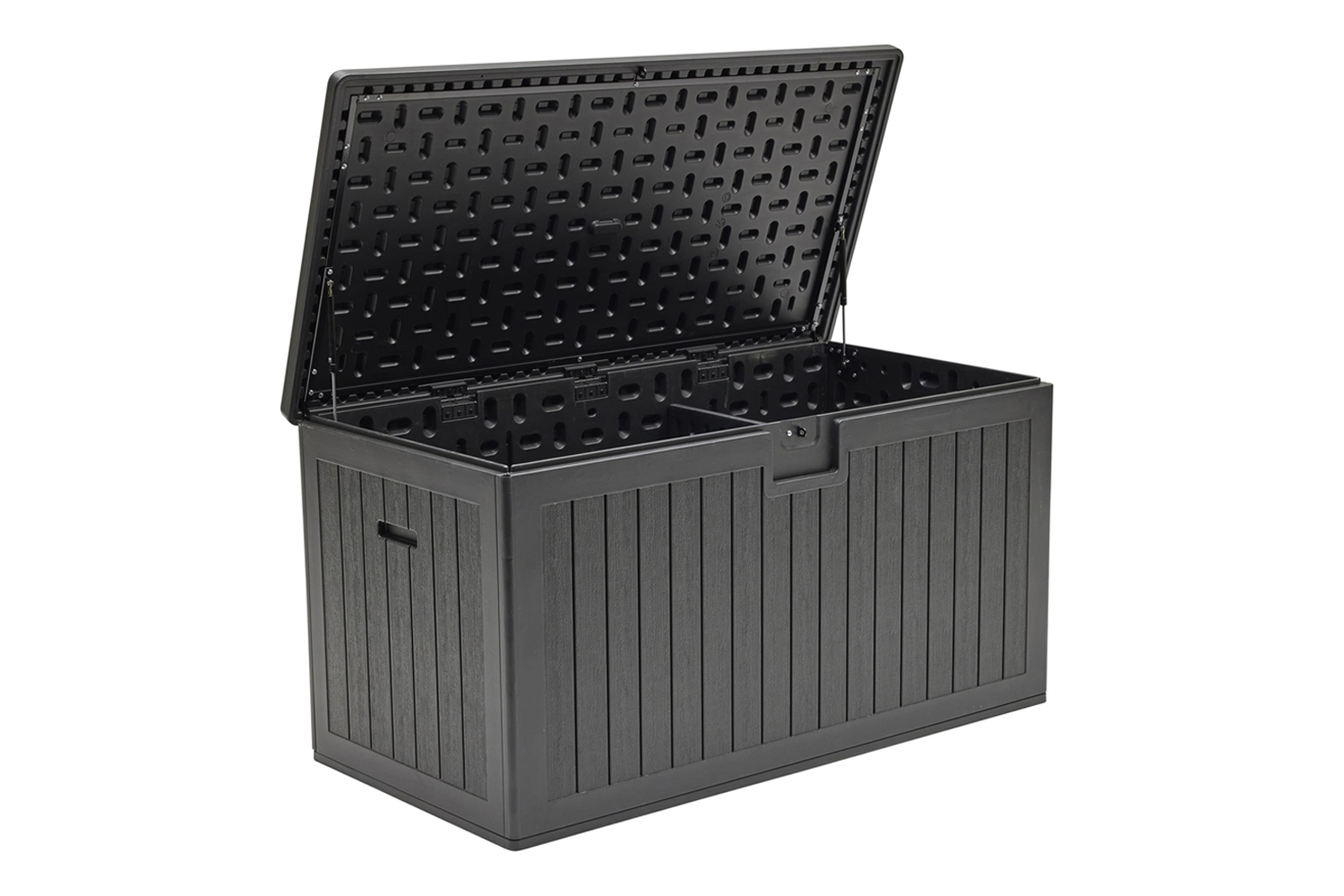 Aufbewahrungsbox Lilo Kissenbox Gartentruhe 160x80 cm Holzmaserung Schwarz