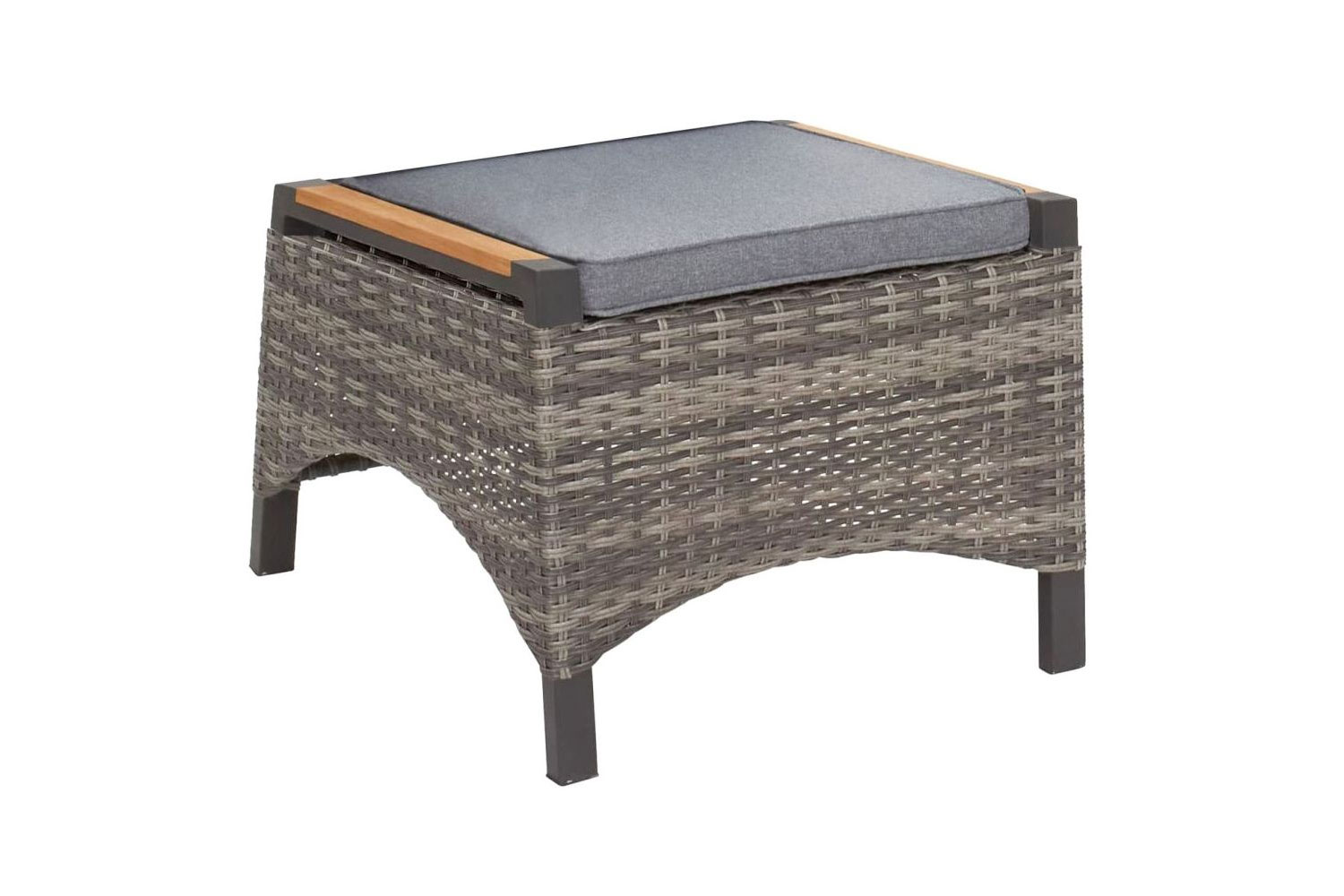 Hocker Fußbank Nizza braun Polyrattan Teak Garten wetterfest Hocker Fußbank Nizza braun Polyrattan Teak Garten wetterfest
