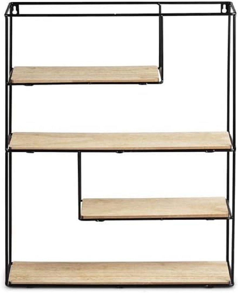 LIFA LIVING Wandregal Bilbao schwarzem Metall Holz Hängeregal 55x45x11 cm LIFA LIVING Wandregal Bilbao schwarzem Metall Holz Hängeregal 55x45x11 cm