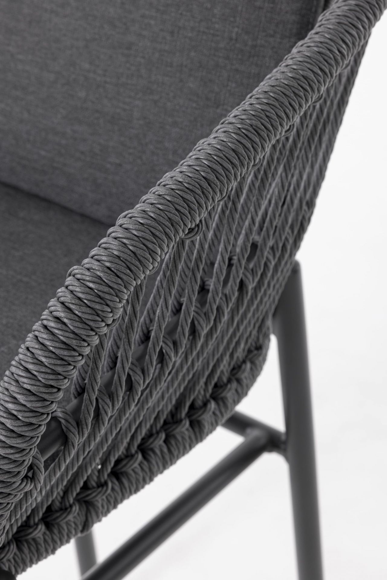 Barstuhl Balu Gartenstuhl mit Sitz-und Rückenkissen anthrazit Aluminium/Rope