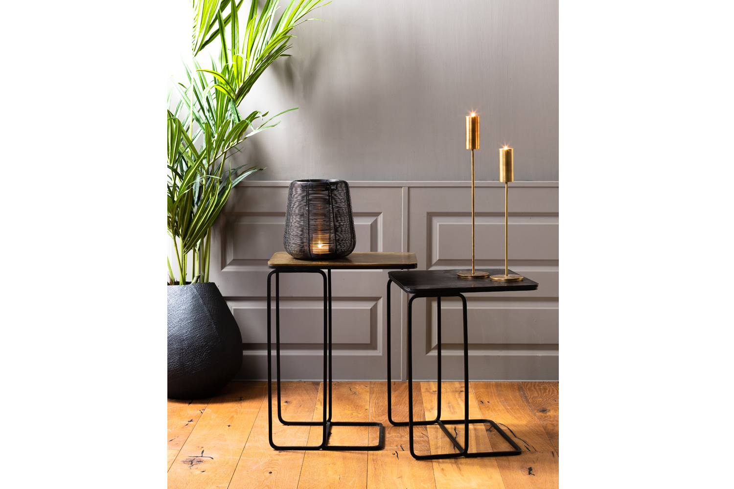 Beistelltisch Säule LAJA von Light & Living 2er Set Antik Bronze-Schwarz Beistelltisch Säule LAJA von Light & Living 2er Set Antik Bronze-Schwarz