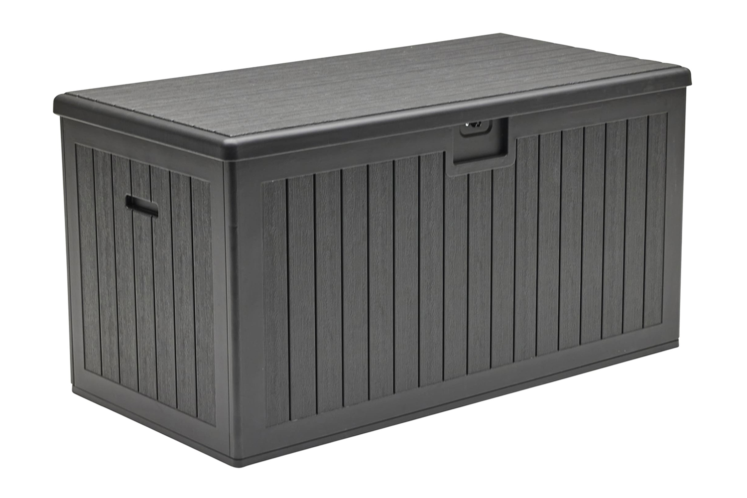 Aufbewahrungsbox Lilo Kissenbox Gartentruhe 160x80 cm Holzmaserung Schwarz