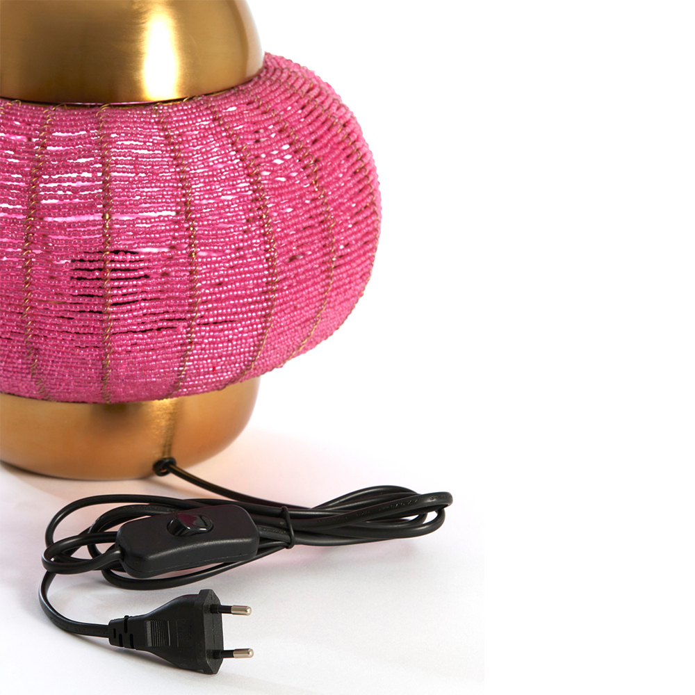 Tischleuchte CETARA von Light & Living Ø25x26 cm Lampe Rosa Perlen-Bronze