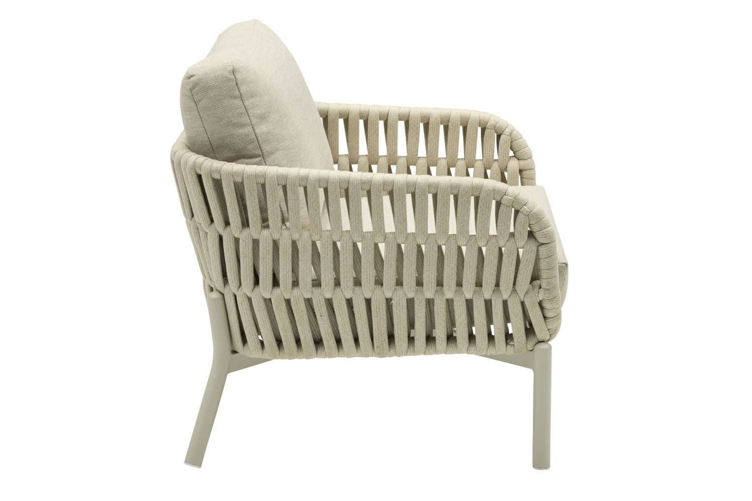 Gartensessel Malte Gartenstuhl Loungesessel mit Polster Rope Taupe