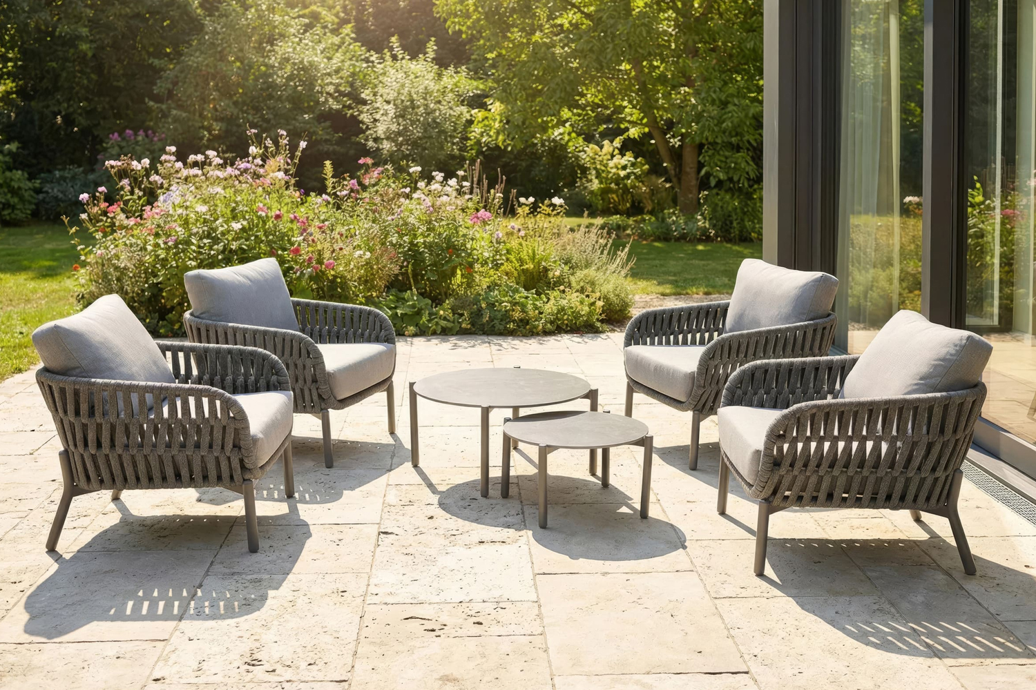 Couchtische 2er Set Malte Gartentisch Ø60cm-Ø80cm Loungetische Sintered Stone